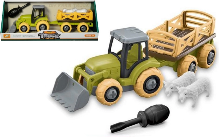 Poljoprivredni set za sastavljanje – traktor s prikolicom i životinjama