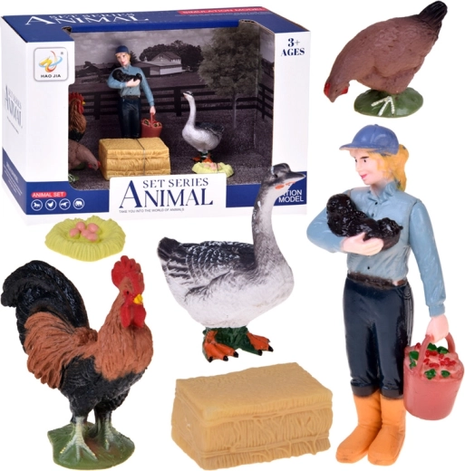 Farm Woman and Poultry Figurine Set
