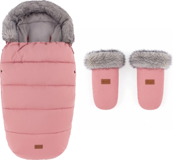 Petite&Mars winter set: Comfy 4-in-1 footmuff and Fjora stroller mittens, old rose