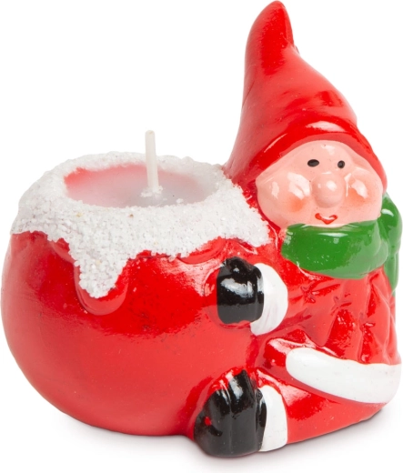 Christmas Candle with a Ceramic Gnome
