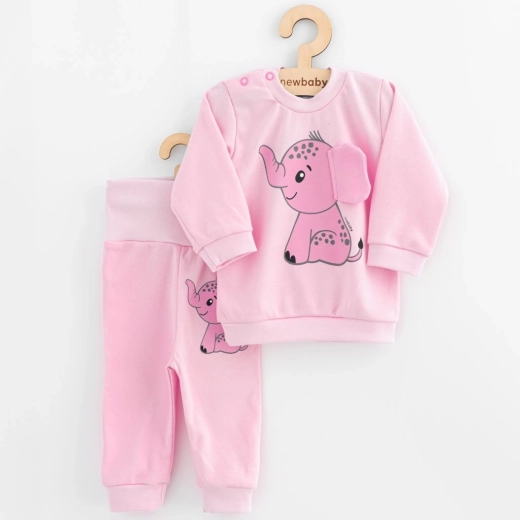 Dječji set majica i trenirka New Baby Happy Elephant ružičasta 74 (6–9 mj)