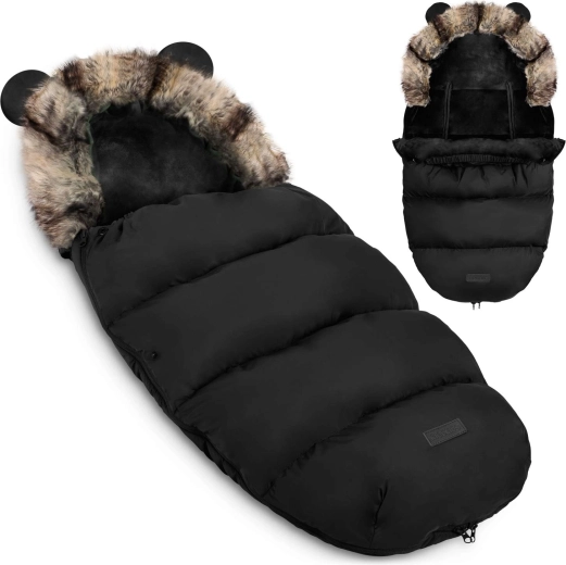 Winter footmuff for stroller and sled Ricokids Elmi – Black