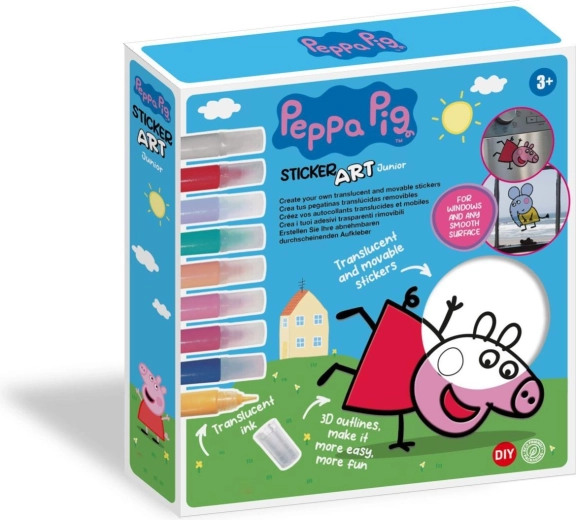 Kreativni set pro izradu prozorskih naljepnica i bojanki Peppa Pig s prozirnim bojama 25 × 26,5 × 5 cm