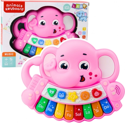 Interaktivni ružičasti klavir Slonić – melodije, ljestvice, životinjski zvukovi