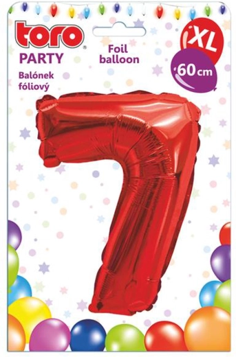 Foli balon u obliku broja 7, 60 cm, crveni TORO