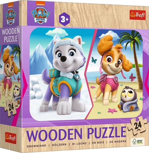 Drvene puzzle 24 dijelova djevojčica Psići u ophodnji