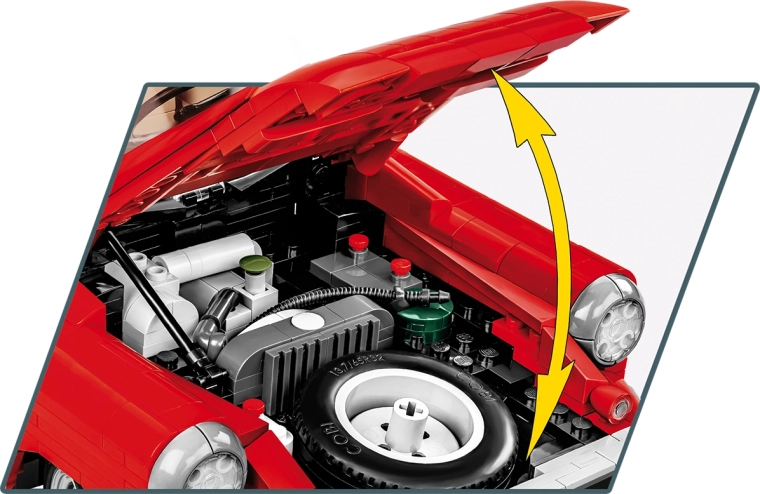 Opening hood and detailed engine