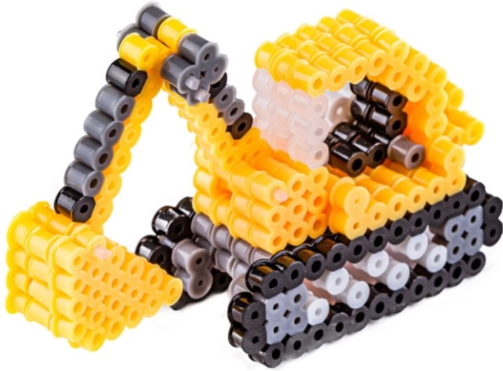 3D excavator model made from iron-on beads