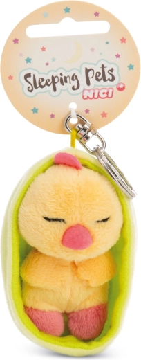 Plišani privjesak za ključeve NICI Sleeping Pets – spavajuće piliće u zelenoj futroli 12 cm