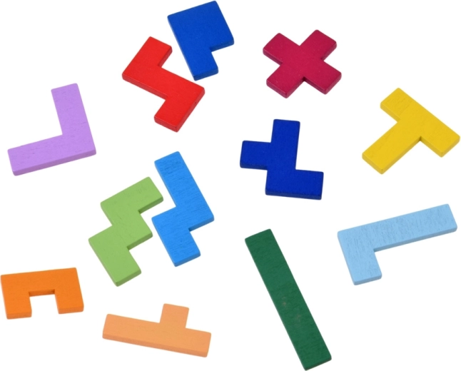 12 colourful wooden pieces