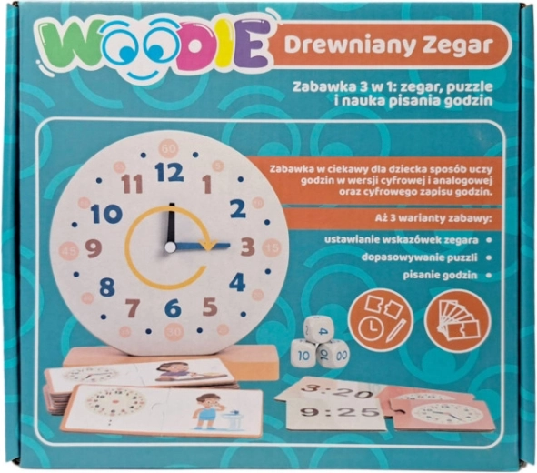 WOODIE 3-in-1 Wooden Educational Clock