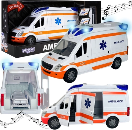 Woopie rescue ambulance with stretcher, lights and sounds
