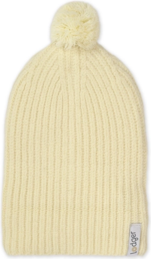 Decorative pompom and ribbed knit