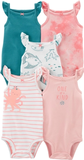 Carter's bodiji za bebe bez rukava Pink ocean za djevojčice 5 kom