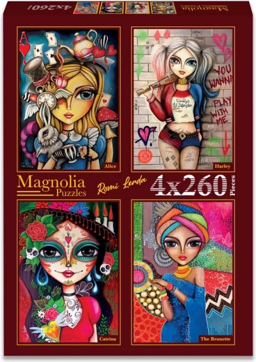 Magnolia puzzle Alenka, Harley, Catrina i Bruneta 4×260 dijelova