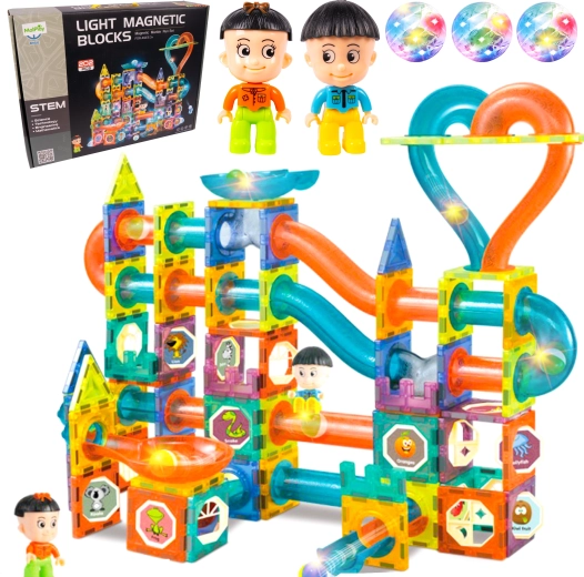 Magnetična 3D konstrukcijska set s osvjetljenjem, 202 dijela