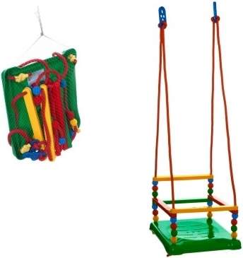 Plastic swing with safety bar 35 × 34 cm, load capacity 40 kg – Green