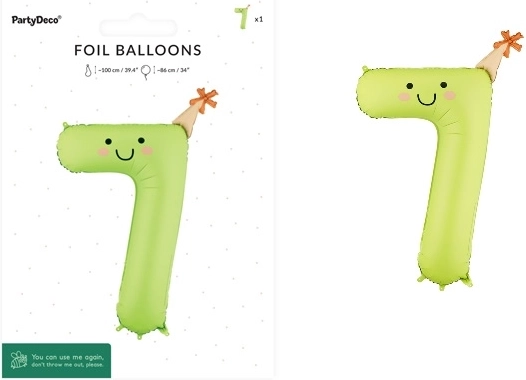 Folijski balon broj 7 svijetlo zeleni 86 cm