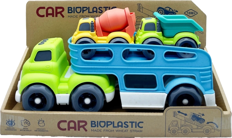 Bioplastični transportni kamion s 2 vozila (miješalica i kiper) 37 cm