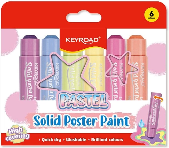 Čvrste tempera boje KEYROAD pastelnih boja - 6 kom.