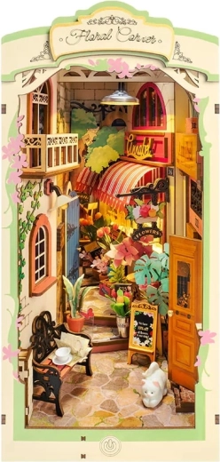 rotime 3D slagalica book nook zaustavljač za knjige Cvjetni kutak s LED osvjetljenjem