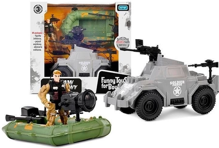ToysForBoys vojni set za igru s čamcem, borbenim vozilom i figuricom vojnika