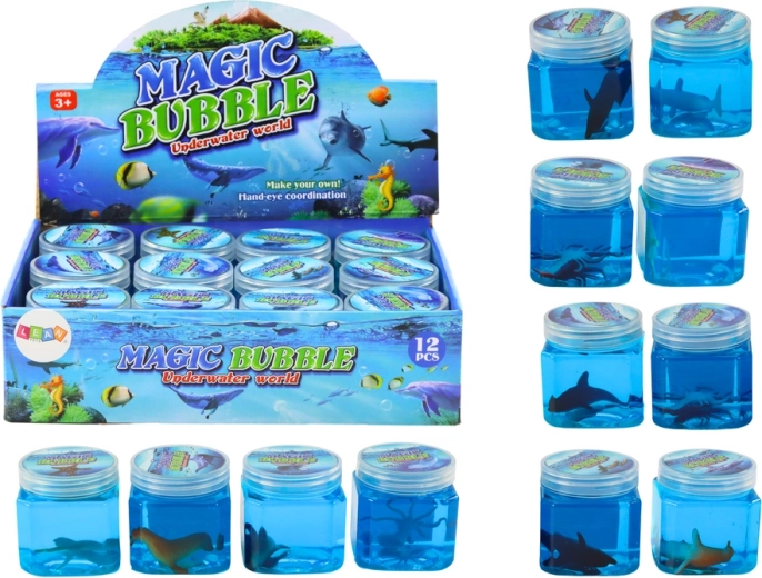 Glutek Slime s figuricama životinja plavi