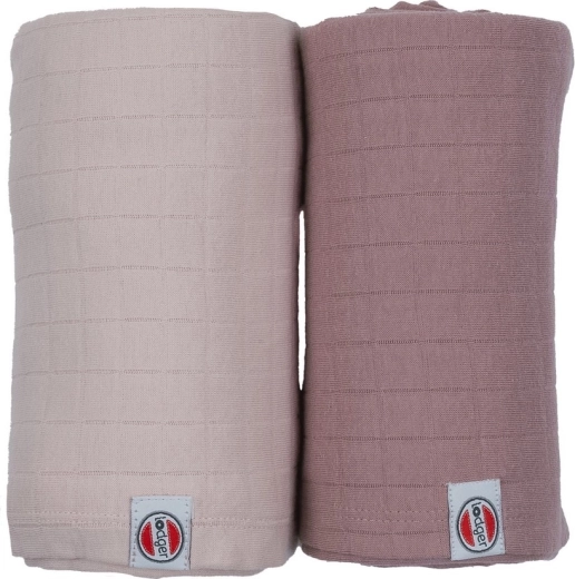 Lodger Swaddler Solid pamučna povijalica Powder/Rose 110 × 110 cm (2 kom)