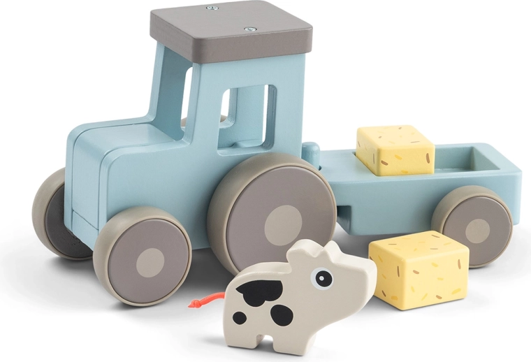 Wooden tractor with trailer