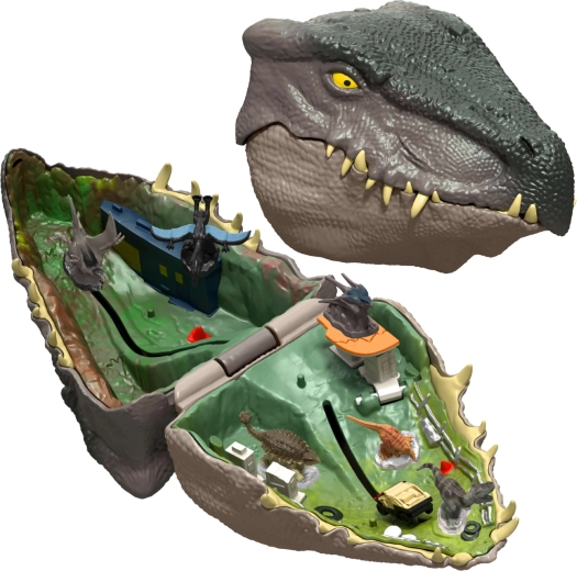 Prijenosna glava dinosaura koja skriva igraći svijet