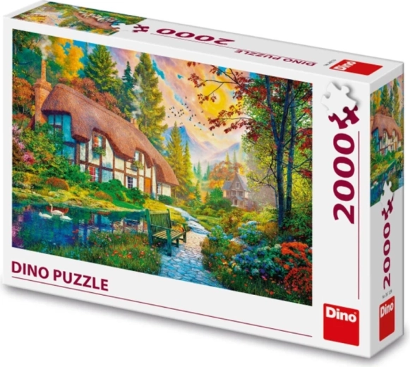 Prekrasan motiv kućice uz rijeku