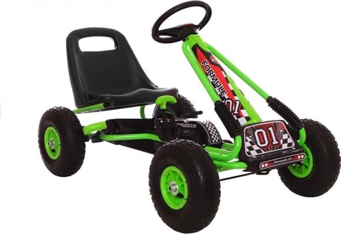Pedalina karting A-15 s napuhujućim kotačima – Zelena