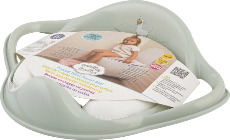 Maltex mekana WC daska za djecu s ručkama Minimal lama, kadulja zelena
