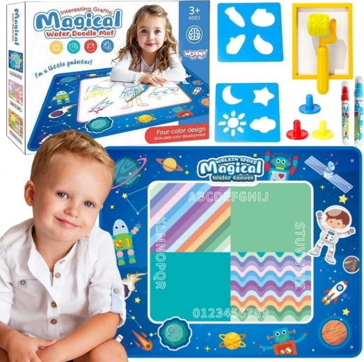 Woopie vodena podloga za crtanje XXL 100 × 80 cm – svemir, plava