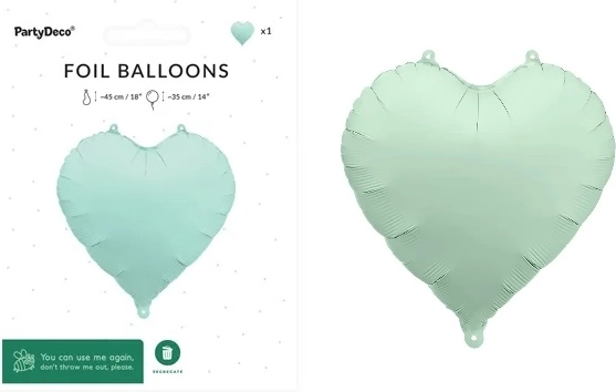Folijski balon srce 45 cm mat zelene boje