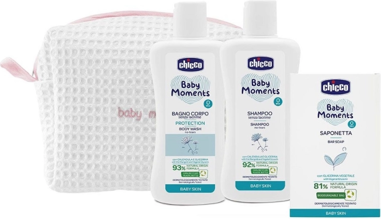 Chicco kozmetička torbica s patentnim zatvaračem Baby Moments roza