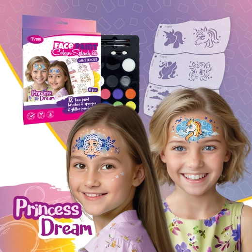 TyToo Princess Dream Face Painting Set with Stencils