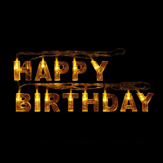 Birthday LED string light Happy Birthday, 13 LEDs, 2 m