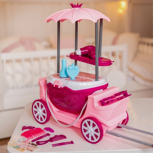 Wheeled table with a mirror