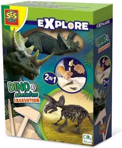 SES Creative Explore dinosaurove fosilije 2u1 – triceratops (iskopavanje i sastavljivi kostur)