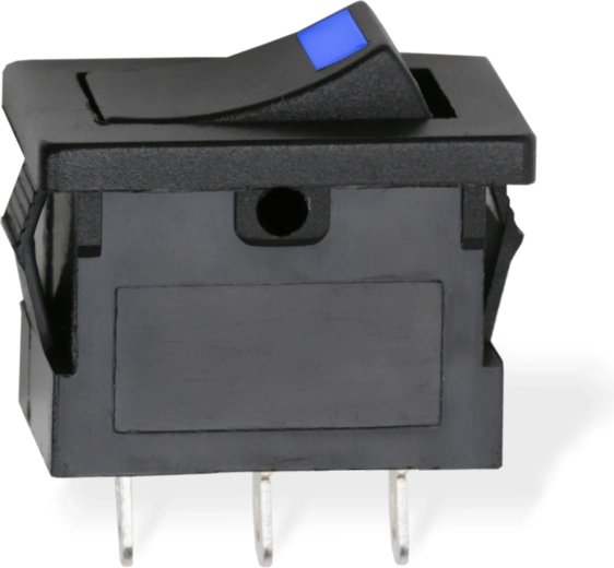 Black rocker switch with blue LED