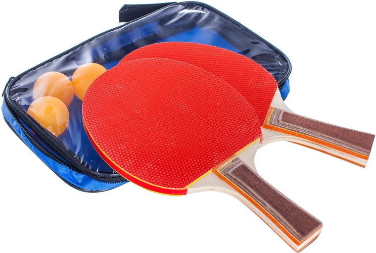 Table tennis set, 5 pieces (2 paddles, 3 balls)