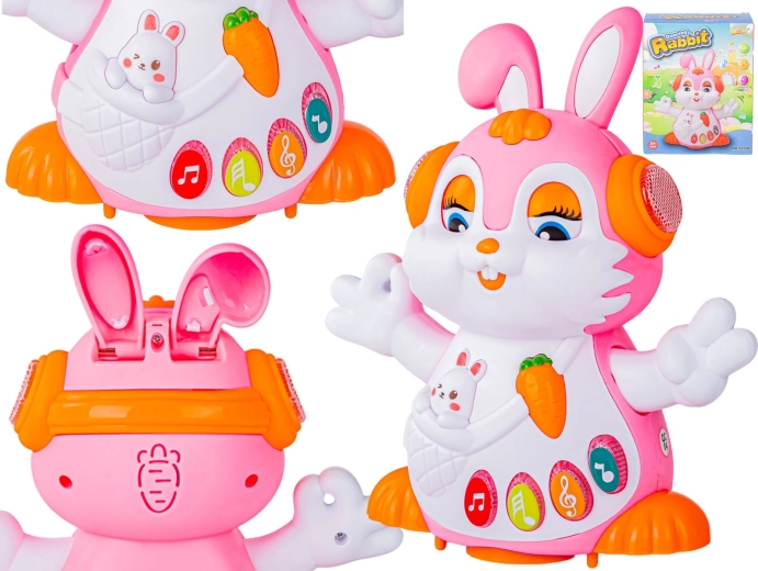 Interactive educational musical bunny – drives, dances and lights up (pink)