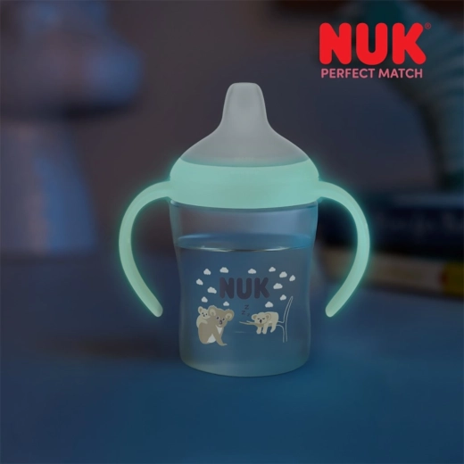 Trenažna bočica za bebe NUK Perfect Match, svijetli u mraku, koala 150 ml