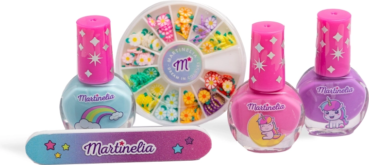 Three colorful nail polishes