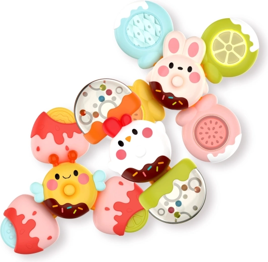 Fidget spinner s vakuumskom čašicom i zvečkom – set 3 kom