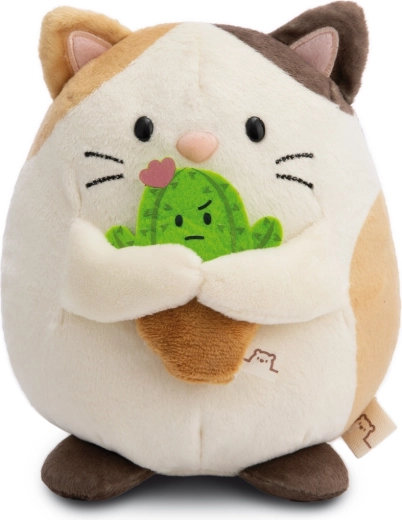 NICI MyMochi plush cat Angy with cactus, 16 cm, gift packaging
