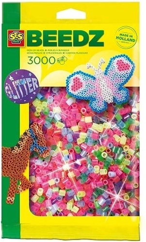 SES Creative perlice za peglanje neon s gliterom 3000 kom