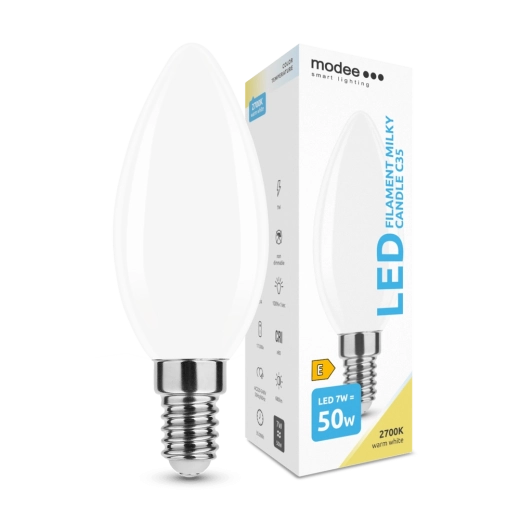 LED žarulja svijeća E14 7W topla bijela Modee Smart Lighting Milky Candle C35