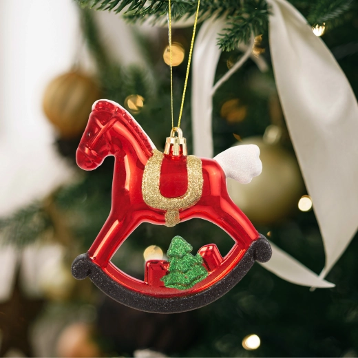 Sparkling Christmas Rocking Horse Ornament